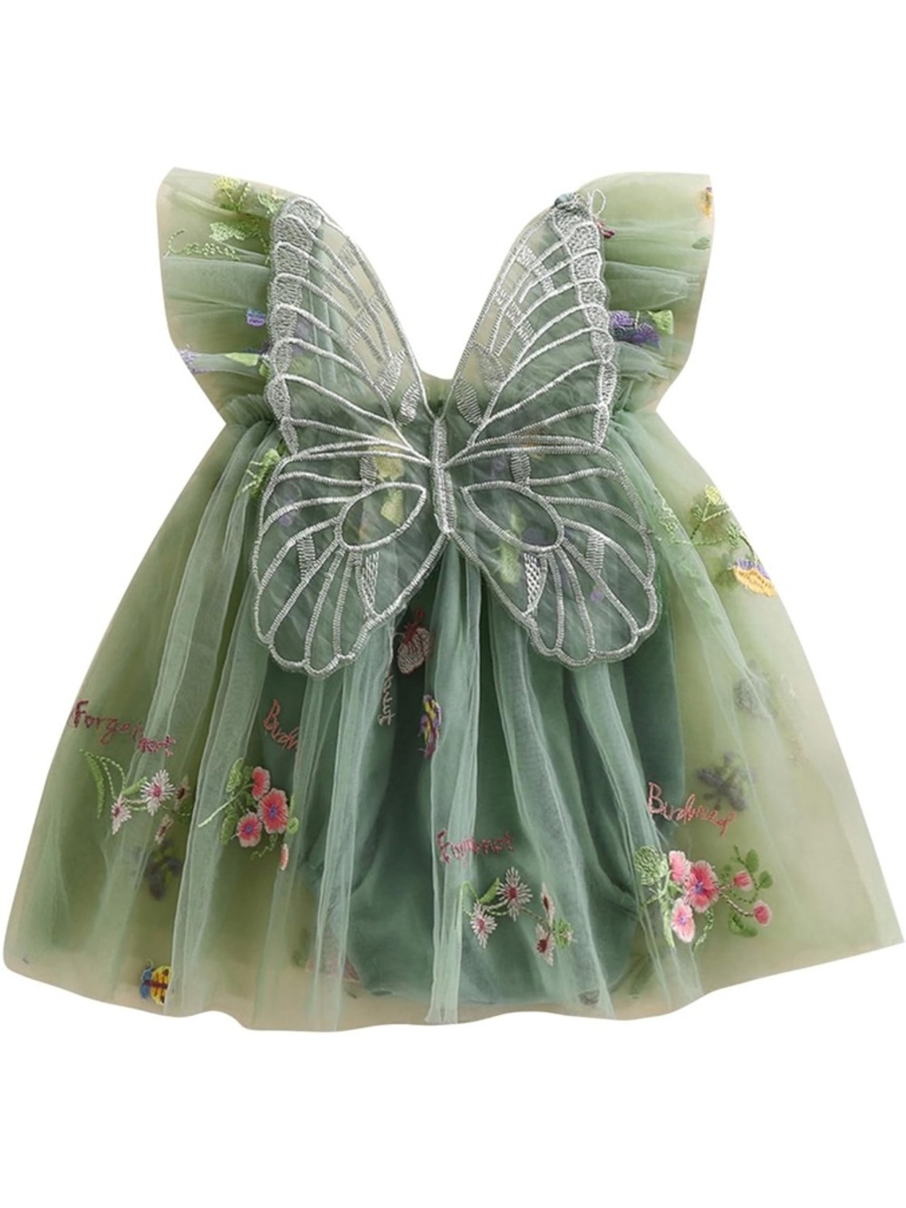 Babygirl Outfit Mesh Tulle Flower Butterfly Embroidery Princess Dress 0-3 Mo
